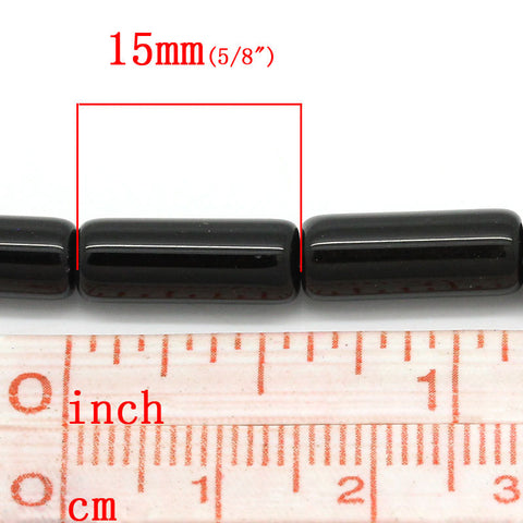 Sexy Sparkles 6mm x 15mm Black Loose Beads for Jewelry Making 22pcs