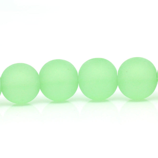 Sexy Sparkles 33 Glass Loose Beads Ball Light Green Frosted 10mm Dia