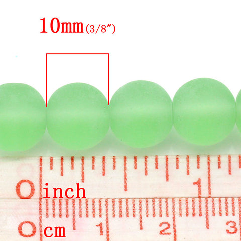Sexy Sparkles 33 Glass Loose Beads Ball Light Green Frosted 10mm Dia