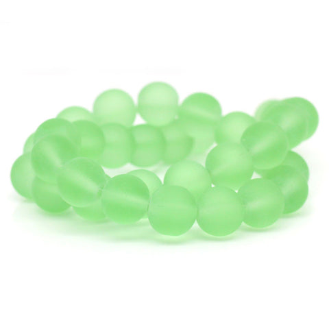 Sexy Sparkles 33 Glass Loose Beads Ball Light Green Frosted 10mm Dia