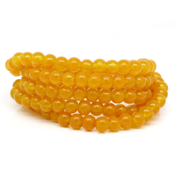 Sexy Sparkles 148Pcs  Glass Loose Beads Ball Yellow 6mm Dia