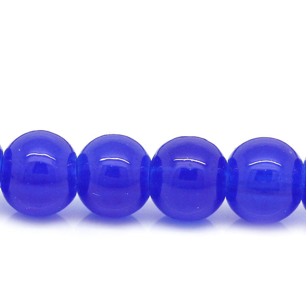 Sexy Sparkles 142Pcs Glass Loose Beads Ball Dark Blue 6mm Dia