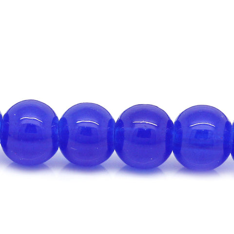 Sexy Sparkles 142Pcs Glass Loose Beads Ball Dark Blue 6mm Dia
