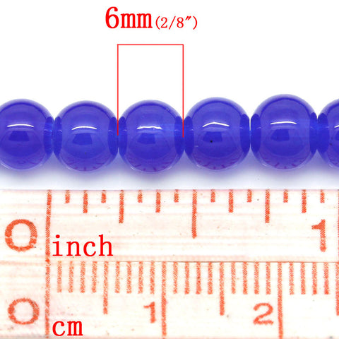 Sexy Sparkles 142Pcs Glass Loose Beads Ball Dark Blue 6mm Dia