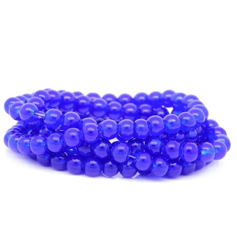 Sexy Sparkles 142Pcs Glass Loose Beads Ball Dark Blue 6mm Dia