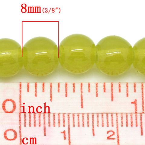 Sexy Sparkles 111Pcs Glass Loose Beads Ball Straw Yellow 8mm Dia