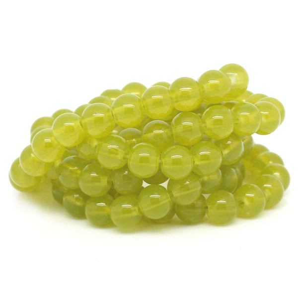 Sexy Sparkles 111Pcs Glass Loose Beads Ball Straw Yellow 8mm Dia