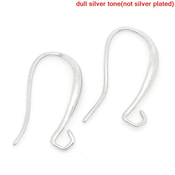 Sexy Sparkles 4 Pcs Earring Hooks with Loop Silver Tone 22mm X 13mm