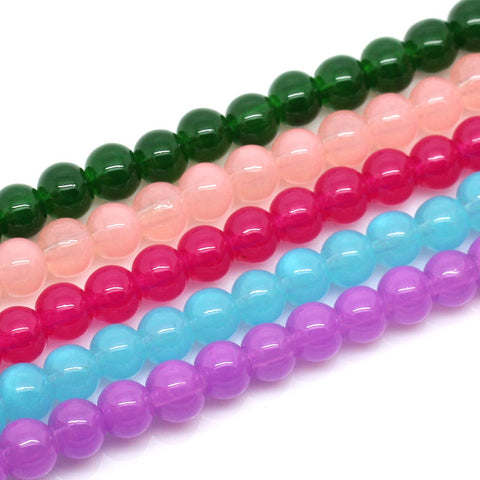 Sexy Sparkles 5 Strands Mixed Round Glass Loose Beads 6mm Dia,83cm (32 5/8'') (Approx 151 Pcs/strand)