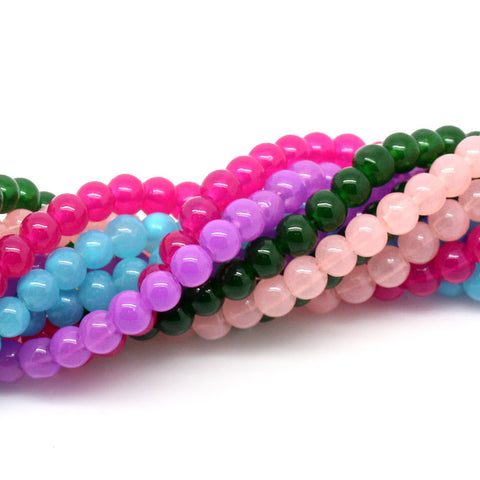 Sexy Sparkles 5 Strands Mixed Round Glass Loose Beads 6mm Dia,83cm (32 5/8'') (Approx 151 Pcs/strand)