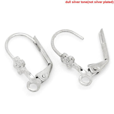 Sexy Sparkles 10 Pcs Earring Drop Clip on Findings Flower Silver Tone w/ Loop 16mm