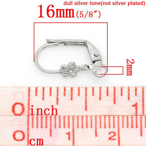 Sexy Sparkles 10 Pcs Earring Drop Clip on Findings Flower Silver Tone w/ Loop 16mm