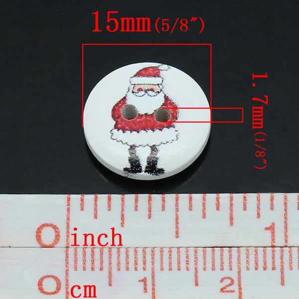 Sexy Sparkles 10 Pcs, Round 2 Holes Santa Holiday Buttons 15mm (5/8'') Dia,