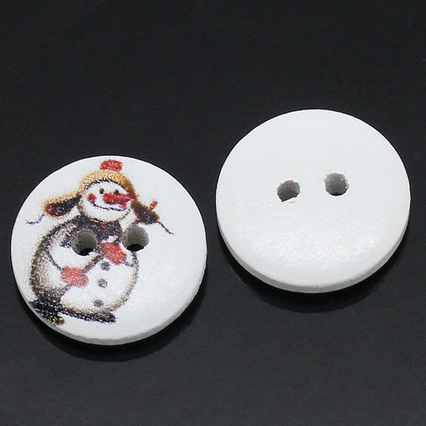 Sexy Sparkles 10 Pcs, Round 2 Holes Snowman Holiday Buttons 15mm (5/8'') Dia,