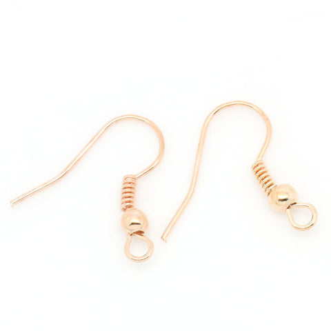 Sexy Sparkles 100 Pcs Earring Wire Hooks Rose Gold Tone w/ Ball 18mm X 19mm