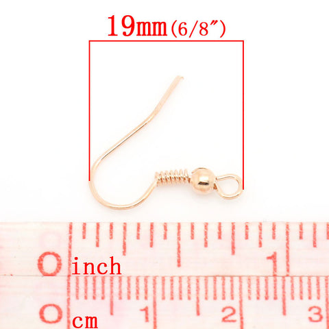 Sexy Sparkles 100 Pcs Earring Wire Hooks Rose Gold Tone w/ Ball 18mm X 19mm