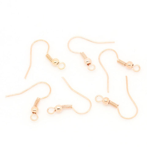 Sexy Sparkles 100 Pcs Earring Wire Hooks Rose Gold Tone w/ Ball 18mm X 19mm
