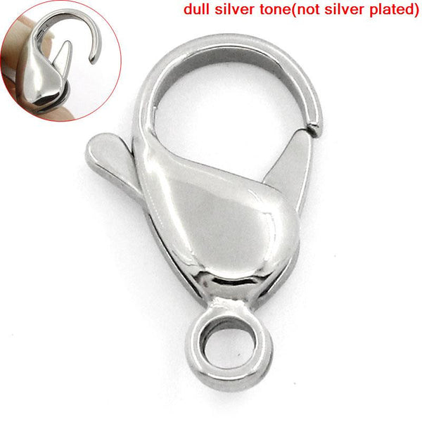 Sexy Sparkles 5 Pcs Stainless Steel Silver Tone Lobster Clasp for Jewelry 19mm x 12mm
