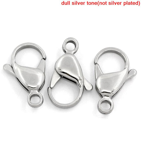 Sexy Sparkles 5 Pcs Stainless Steel Silver Tone Lobster Clasp for Jewelry 19mm x 12mm
