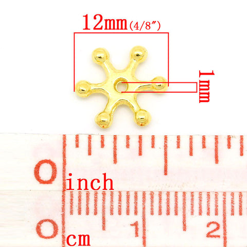 100 Pcs Charm Beads Christmas Snowflake Gold Plated 12 mm X 11mm - Sexy Sparkles Fashion Jewelry