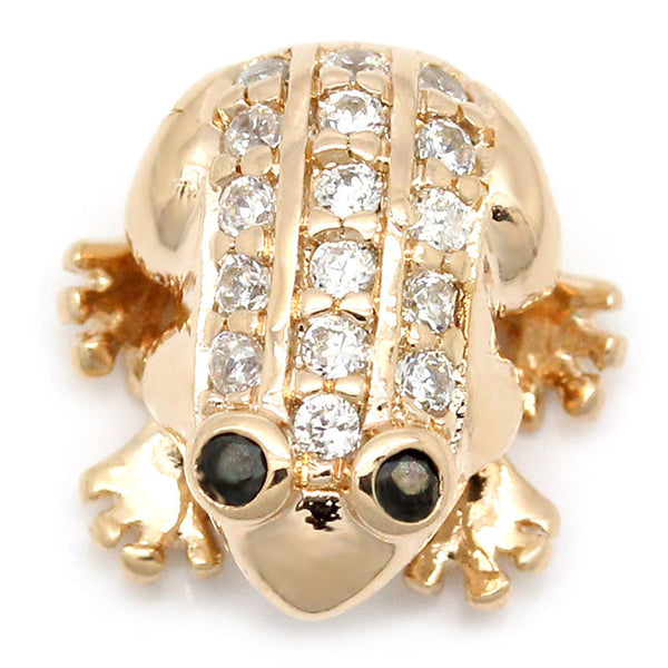 Sexy Sparkles 1 Pc Charm Bead Frog Copper Rose Gold Micro Pave Clear with Cubic Zirconia
