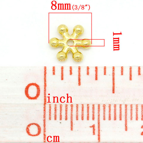 Sexy Sparkles 100 Pcs Spacer Beads Christmas Snowflake Gold Plated 7mm X 8mm
