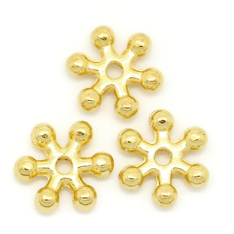 Sexy Sparkles 100 Pcs Spacer Beads Christmas Snowflake Gold Plated 7mm X 8mm