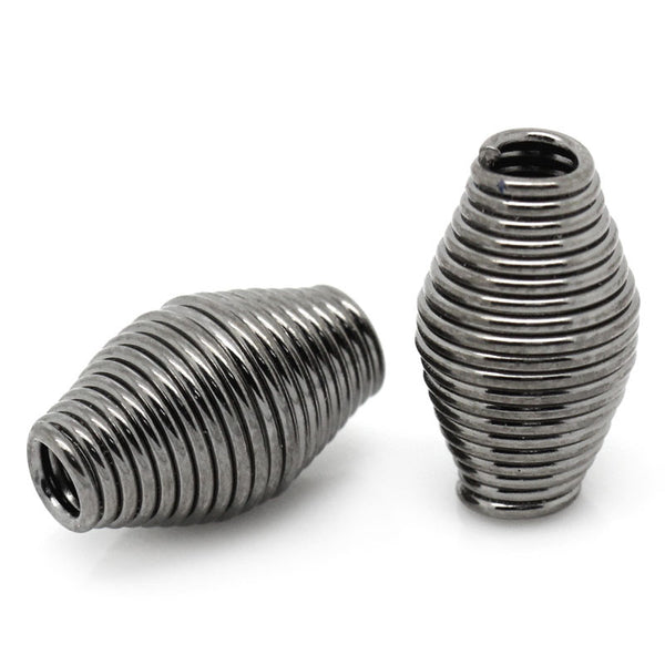 Sexy Sparkles 10 Pcs Oval Spiral Gunmetal Wire Beads 12x7mm, Hole: Approx 2.7mm
