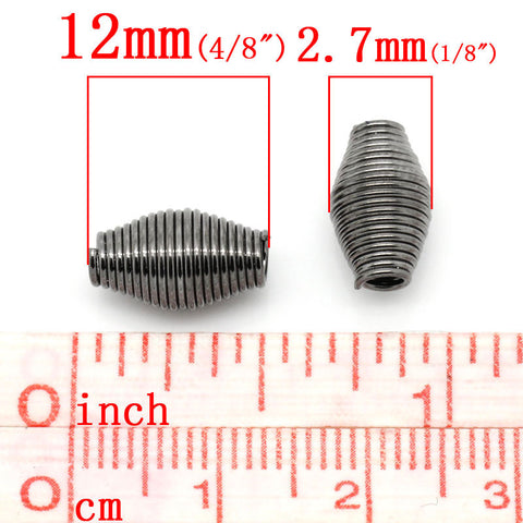 Sexy Sparkles 10 Pcs Oval Spiral Gunmetal Wire Beads 12x7mm, Hole: Approx 2.7mm