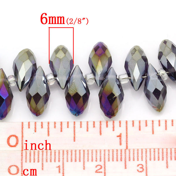 Sexy Sparkles 1 Strand Loose Beads Purple Teardrop Mixed AB Color Faceted