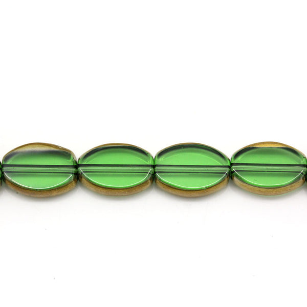 Sexy Sparkles 1  Strand, Glass Loose Beads Oval Green 12x8, 30.5cm (12inch ) Long (Approx 26 Pcs/strand)
