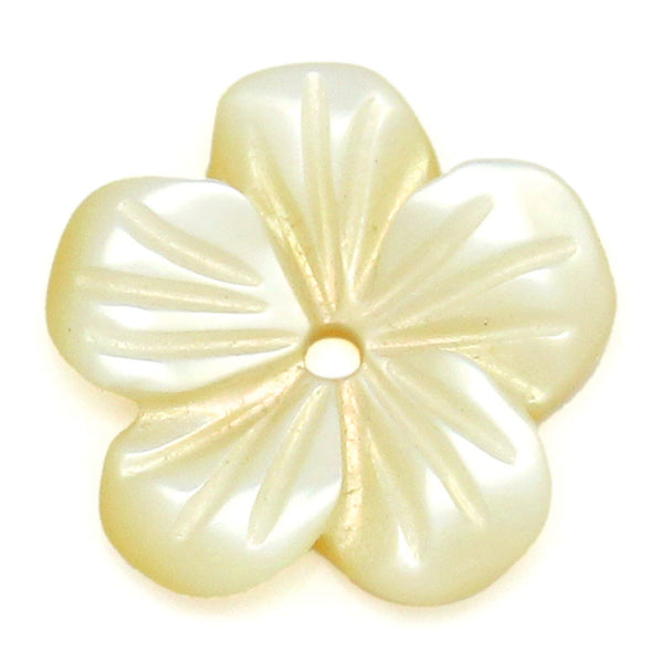 Sexy Sparkles 4 Pcs, Pale Yellow Flower Shell Beads 11x11mm (3/8''x3/8''), Hole: Approx 1mm