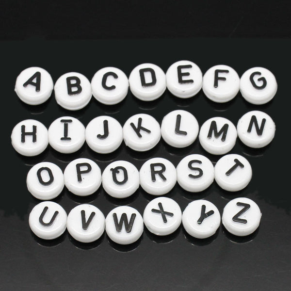 500pcs Acrylic Alphabet Beads Heart & Round Shaped Beads, Ideal