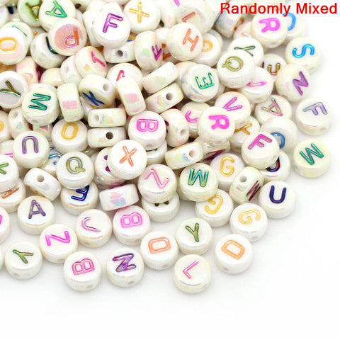 Sexy Sparkles 500 Pcs, Mixed Alphabet Acrylic Round Spacer Beads/ Letter inch A-Zinch