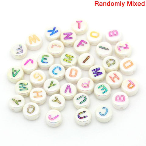 Sexy Sparkles 500 Pcs, Mixed Alphabet Acrylic Round Spacer Beads/ Letter inch A-Zinch