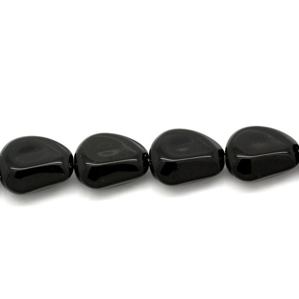 Sexy Sparkles 1 Strand, Irregular Black Glass Loose Beads 15x12mm, 34.7cm (13 5/8'') Long, Strand/23 Pcs