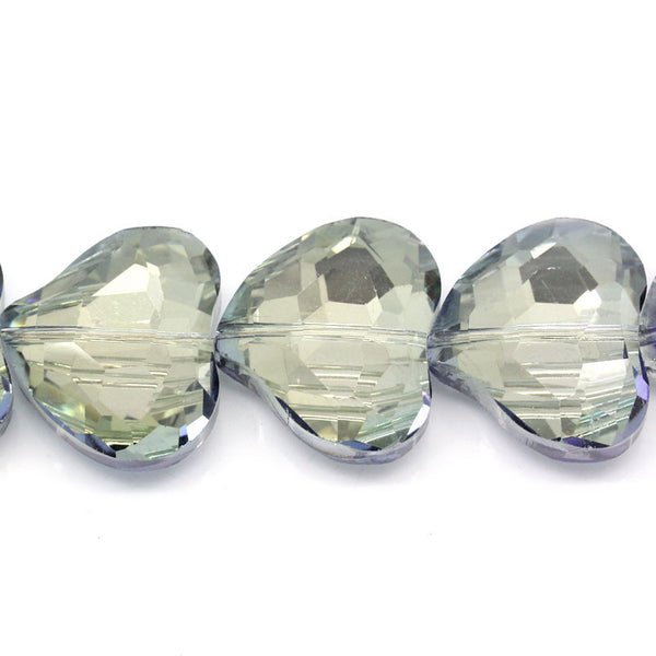 Sexy Sparkles 1 Strand, Love Heart Blue Faceted Glass Loose Beads 22x19mm, 54.6cm (21 4/8'') Long, 1 Strand/30pcs