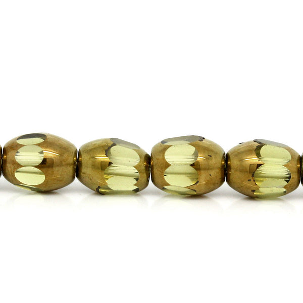 Sexy Sparkles  1 Strand Glass Loose Beads Oval Golden & Pale Yellow Faceted 30cm