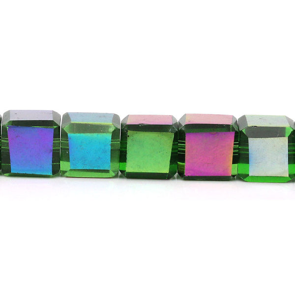 Sexy Sparkles 1 Strand Glass Loose Bead Cube Multicolor 33cm