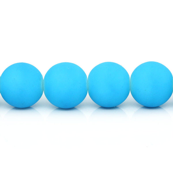1 Strand Glass Loose Beads Round Candy Blue - Sexy Sparkles Fashion Jewelry - 1