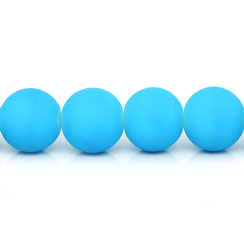 1 Strand Glass Loose Beads Round Candy Blue - Sexy Sparkles Fashion Jewelry - 1