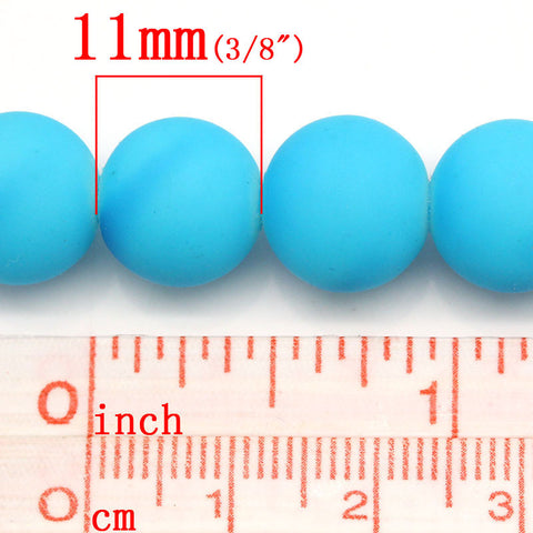 1 Strand Glass Loose Beads Round Candy Blue - Sexy Sparkles Fashion Jewelry - 2