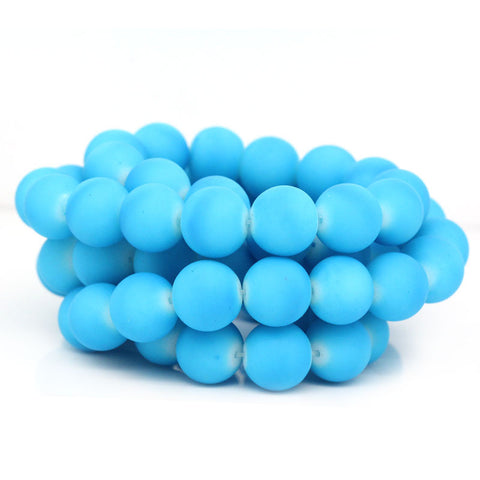 1 Strand Glass Loose Beads Round Candy Blue - Sexy Sparkles Fashion Jewelry - 3