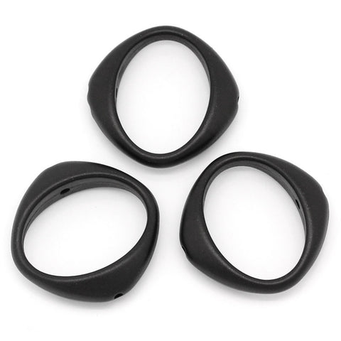 5 Pcs Acrylic Oval Spacer Beads Frame Black Hollow 27mm - Sexy Sparkles Fashion Jewelry - 3
