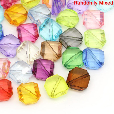 25 Pcs Acrylic Spacer Beads Rhombus Faceted Assorted Colors 18mm - Sexy Sparkles Fashion Jewelry - 1