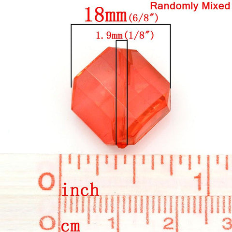 25 Pcs Acrylic Spacer Beads Rhombus Faceted Assorted Colors 18mm - Sexy Sparkles Fashion Jewelry - 2