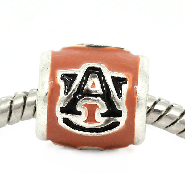 Auburn University Football Team Logo European Bead For European Charm Bracelets - Sexy Sparkles Fashion Jewelry - 1