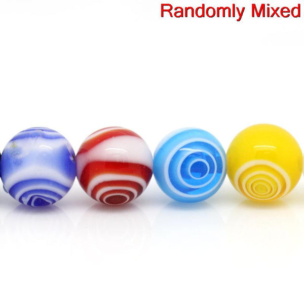 1 Strand Glass Loose Beads Ball Mixed Loop Design Multicolor 12mm - Sexy Sparkles Fashion Jewelry - 1