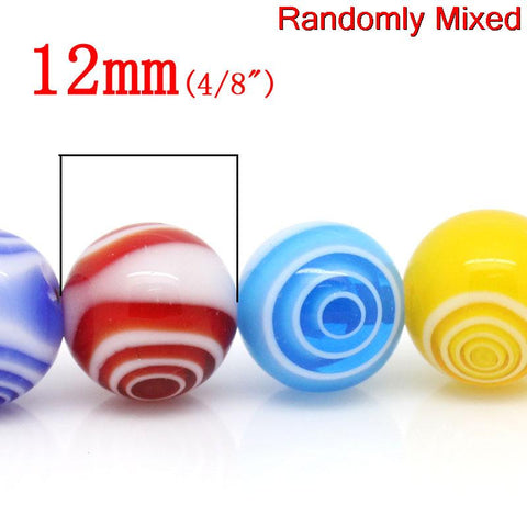 1 Strand Glass Loose Beads Ball Mixed Loop Design Multicolor 12mm - Sexy Sparkles Fashion Jewelry - 2