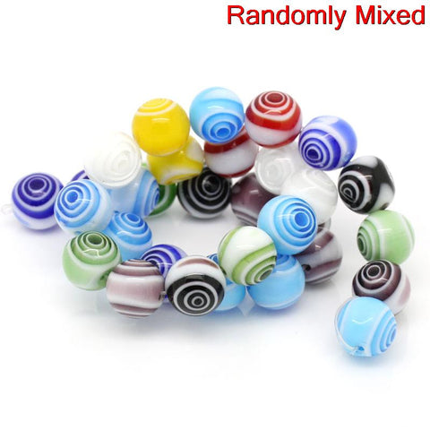 1 Strand Glass Loose Beads Ball Mixed Loop Design Multicolor 12mm - Sexy Sparkles Fashion Jewelry - 3